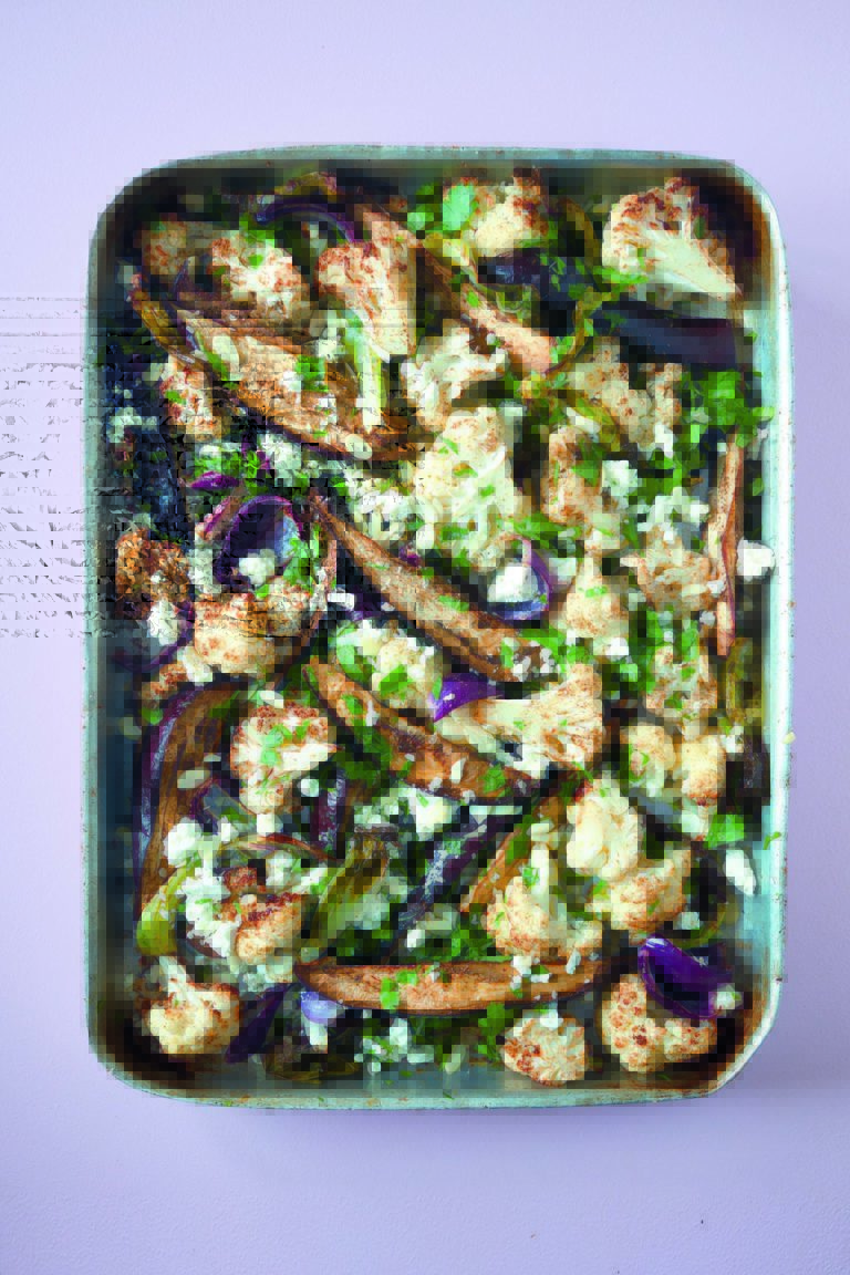 Rukmini Iyer’s Roasted Cauliflower and Aubergine with Feta and Almonds