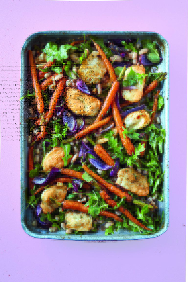 Rukmini Iyer’s Crispy Halloumi, Roasted Carrots, Walnuts, & Cannellini Beans