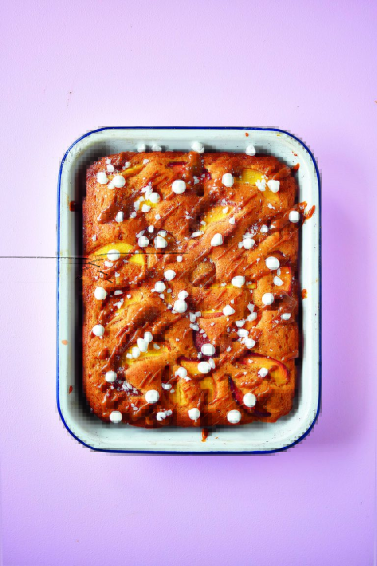 Rukmini Iyer’s Peach and Dulce de Leche Cake with Meringues and Cream