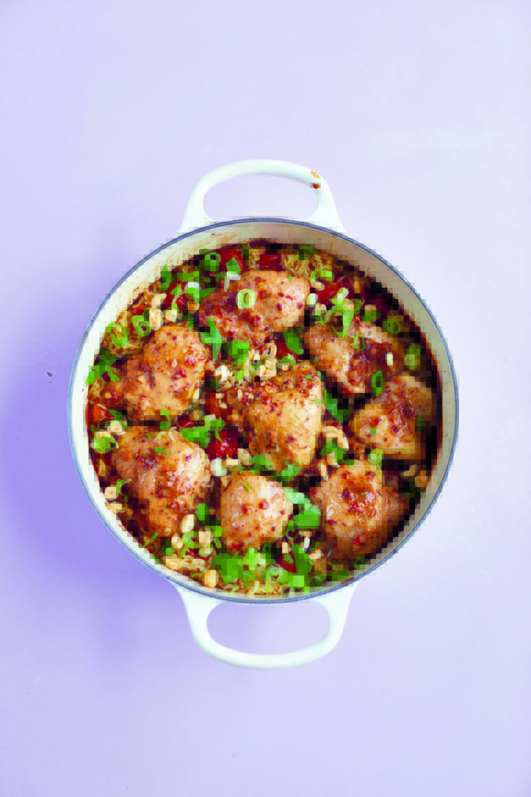 One Pot Peanut Chilli Chicken With Tomato Rice