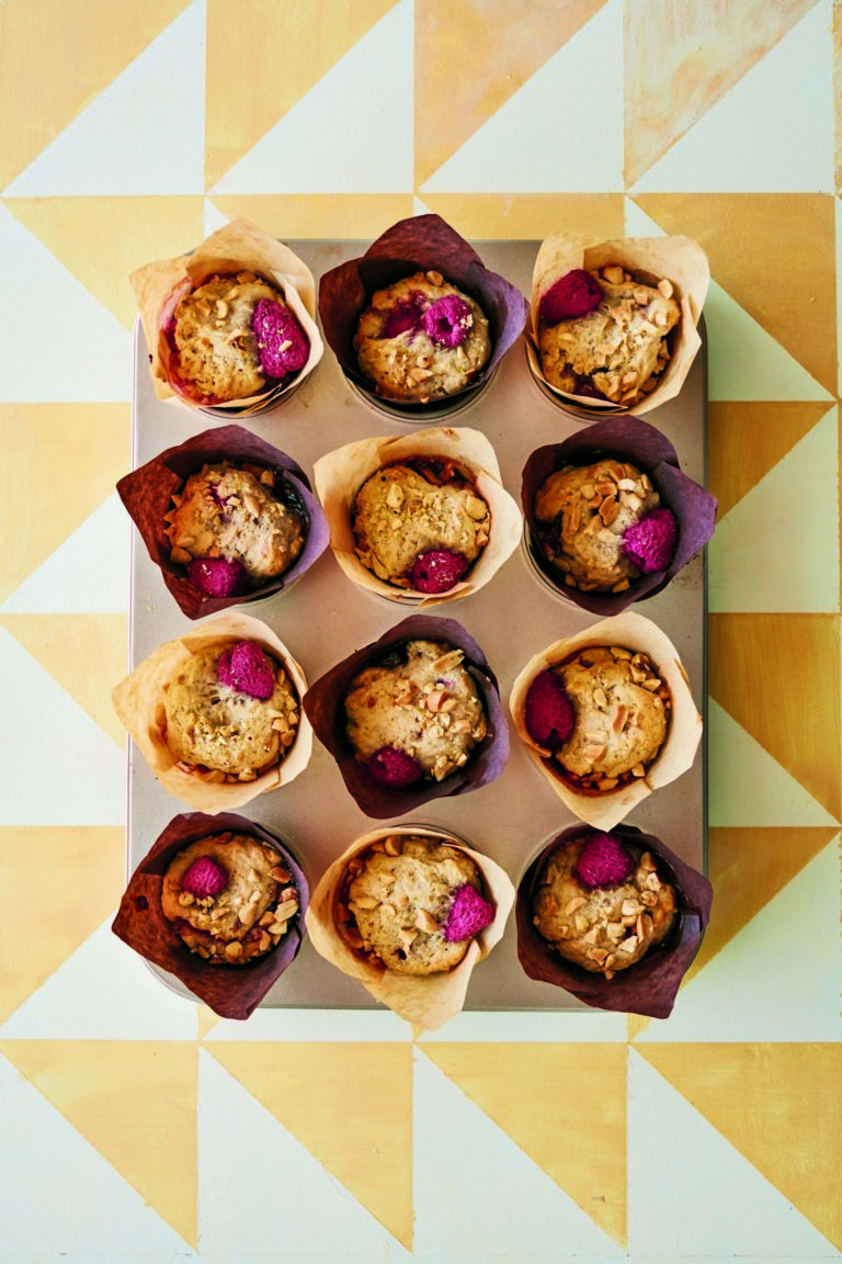 Rukmini Iyer’s Peanut Butter, Raspberry & Banana Muffins