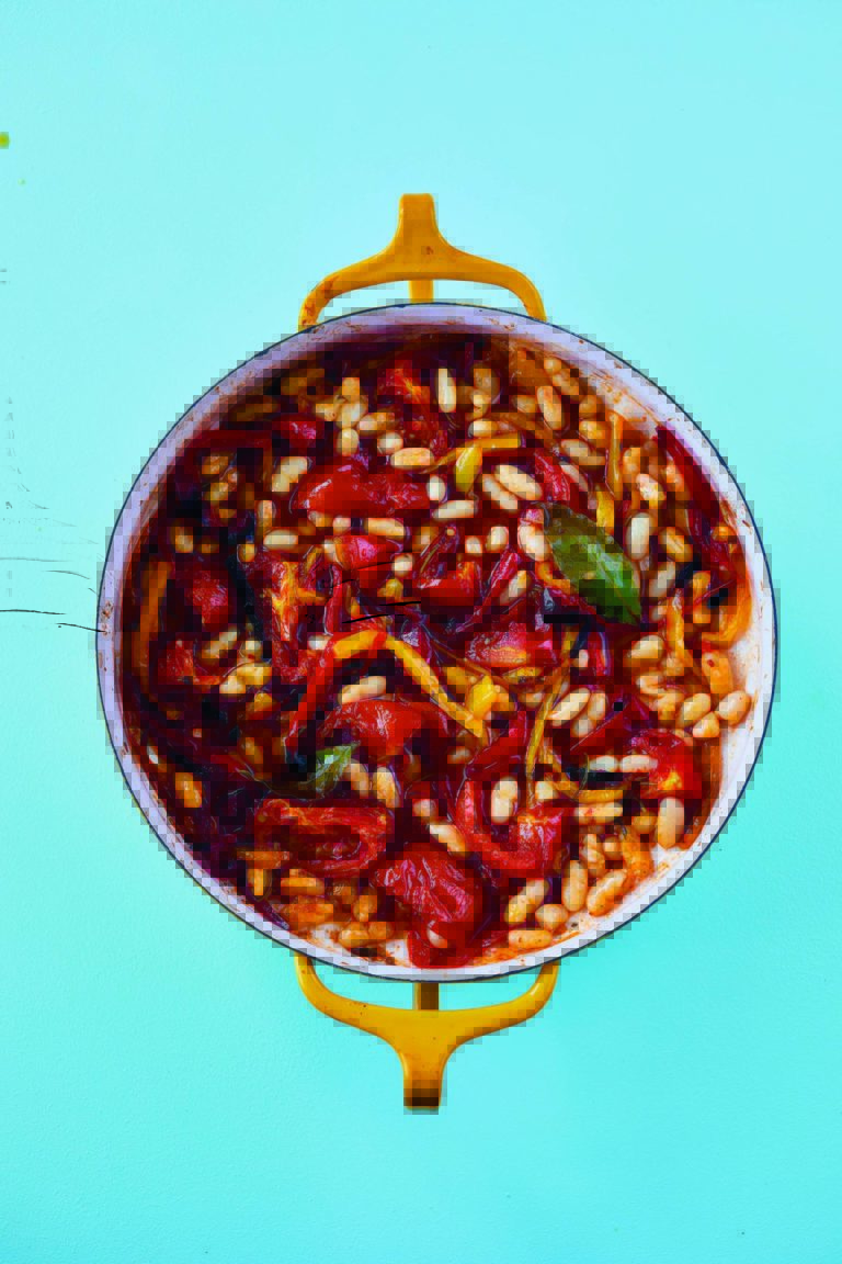 Rukmini Iyer’s Slow Roasted Peppers with Chilli, Lemon & Garlic Beans