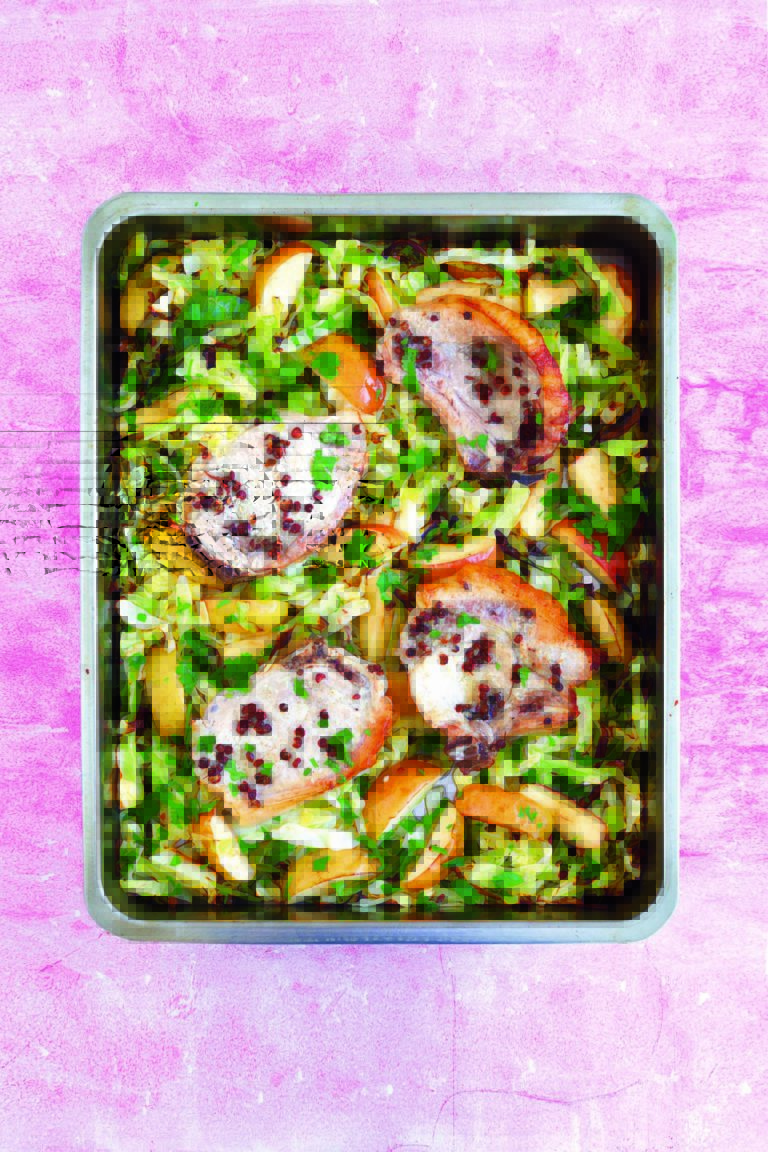 Sichuan Peppered Pork Chops With Apples and Cabbage