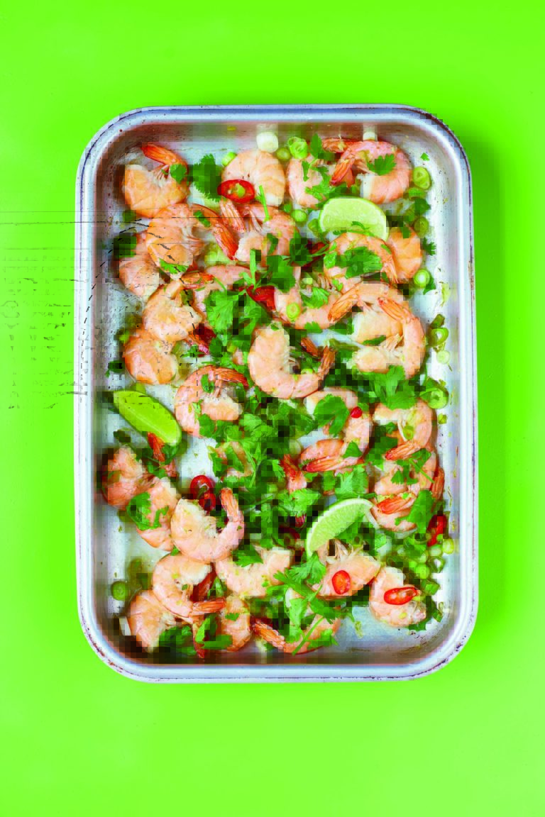 Lime & Ginger Grilled Prawns With Oriental Mushrooms & Coriander