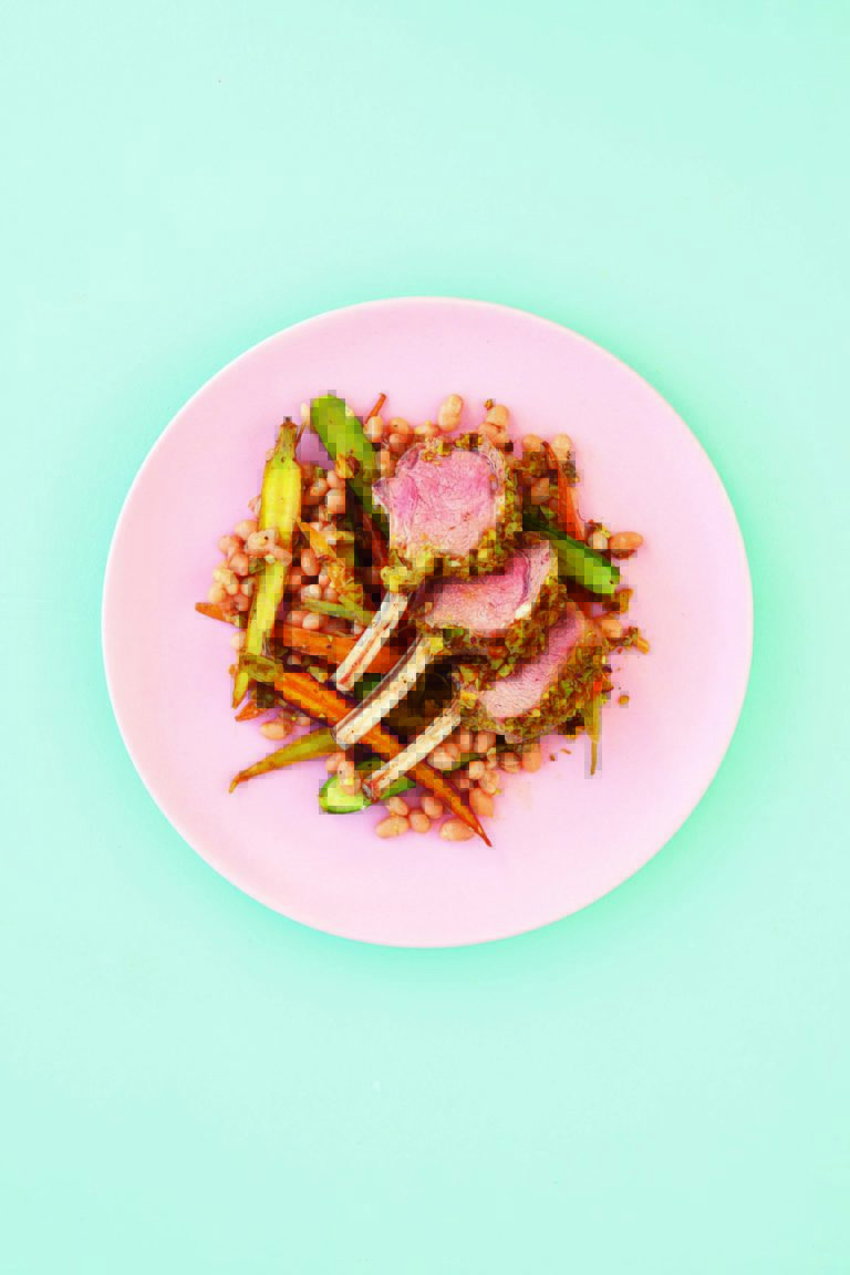 Pistachio Crusted Lamb With Roasted Herbed Veg