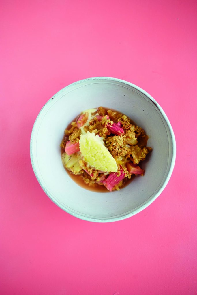 Rhubarb and Ginger Oat Crumble