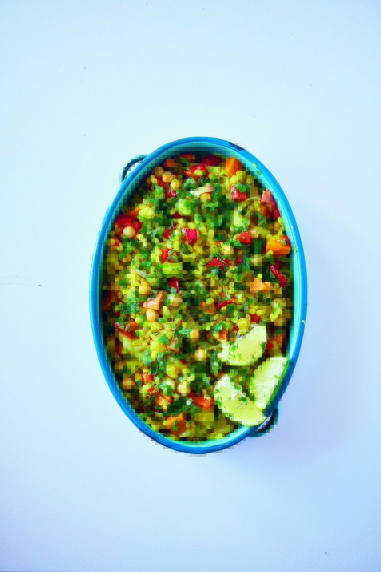 Rukmini Iyer’s Saffron Pearl Barley, Rainbow Vegetables and Gremolata