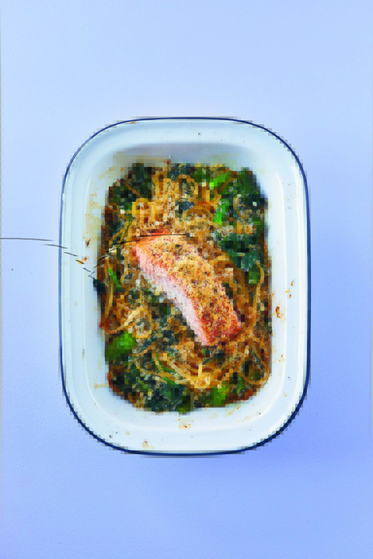 Rukmini Iyer’s Salmon, Broccoli, and Spinach Pasta Bake