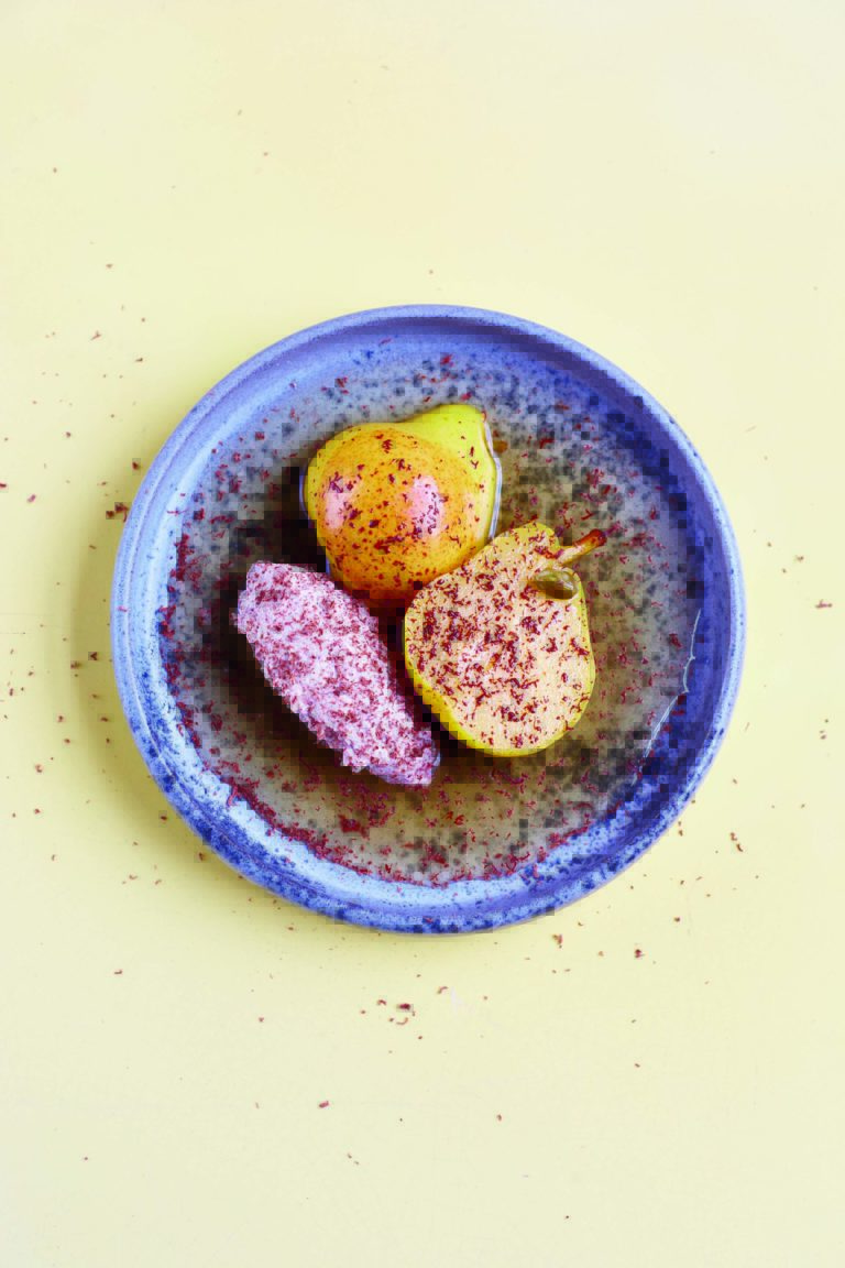 Spiced Pears With Almond Chocolate Crème Fraîche