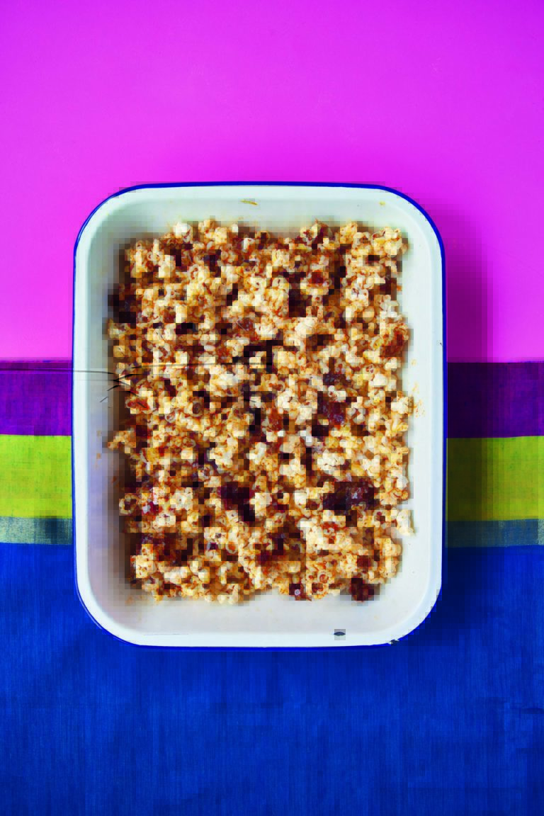 Sticky Spiced Popcorn with Dates, Caramel and Sea Salt
