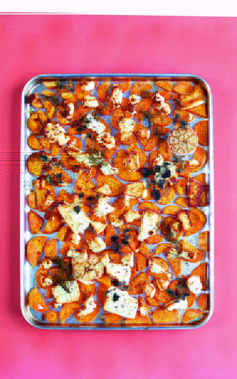 Roast Sweet Potato With Oregano, Feta Cheese and Charred Lemon
