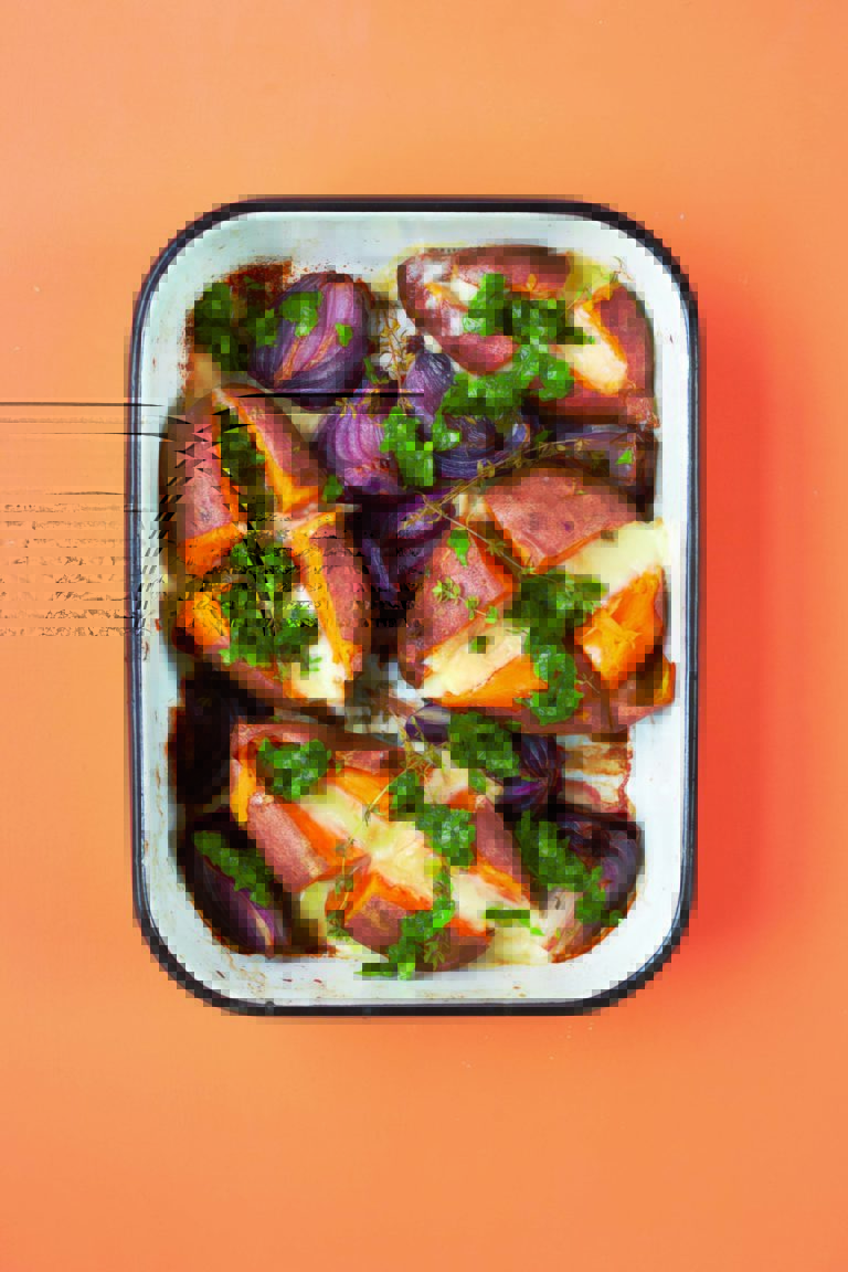 Sweet Potato With Taleggio, Onions and Basil