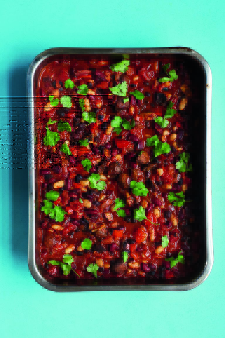 Three Bean Chilli With Avocado Salsa