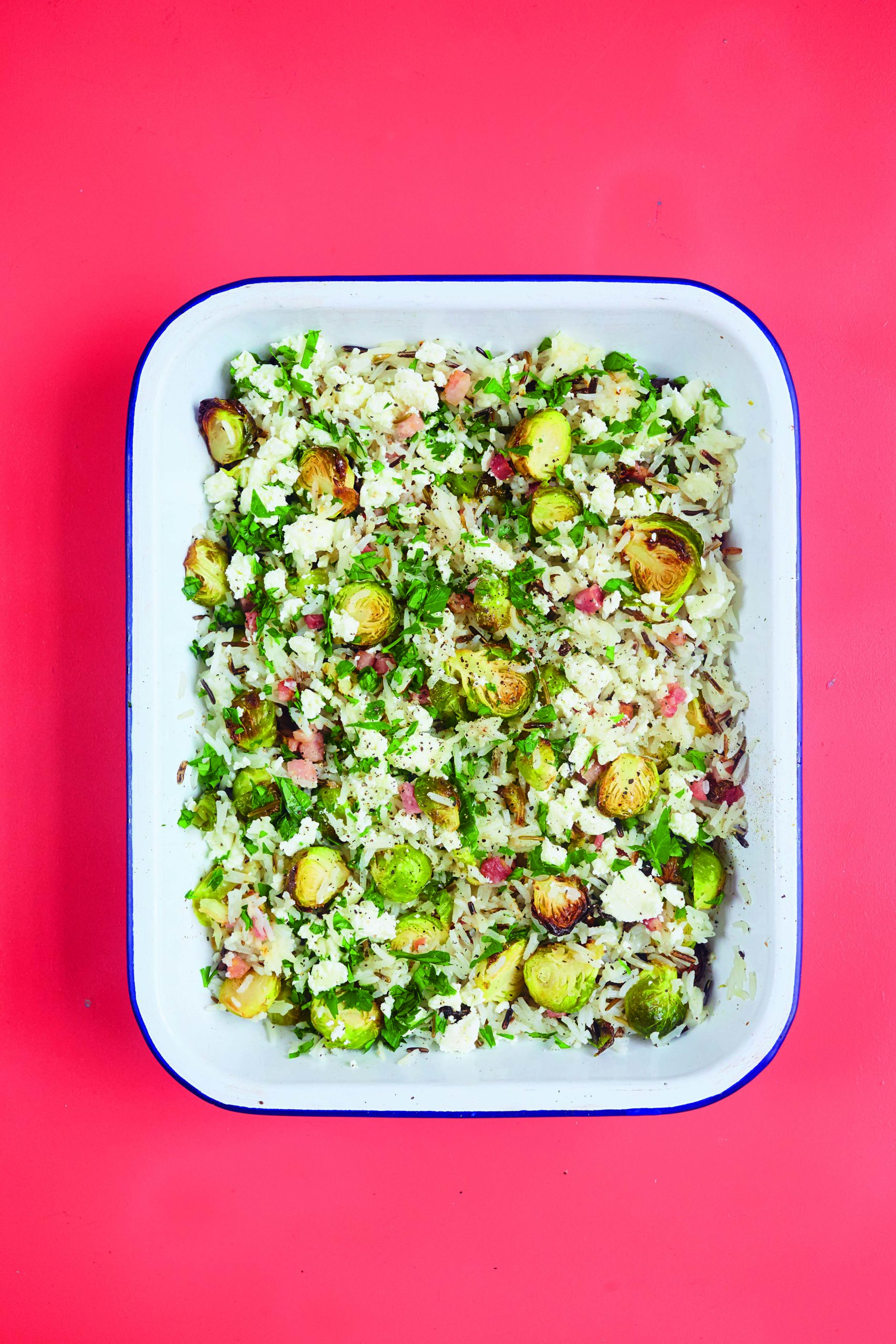 Wild Rice Winter Salad With Roasted Brussels Sprouts, Pancetta, Feta and Sunflower Seeds