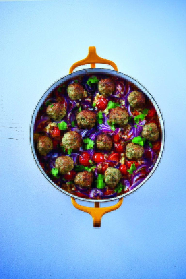 Rukmini Iyer’s Za’atar Spiced Meatballs with Tomatoes and Bulgur