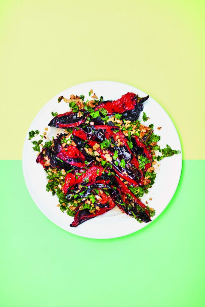 Blackened Peppers with Walnuts, Chilli and Fennel Seeds