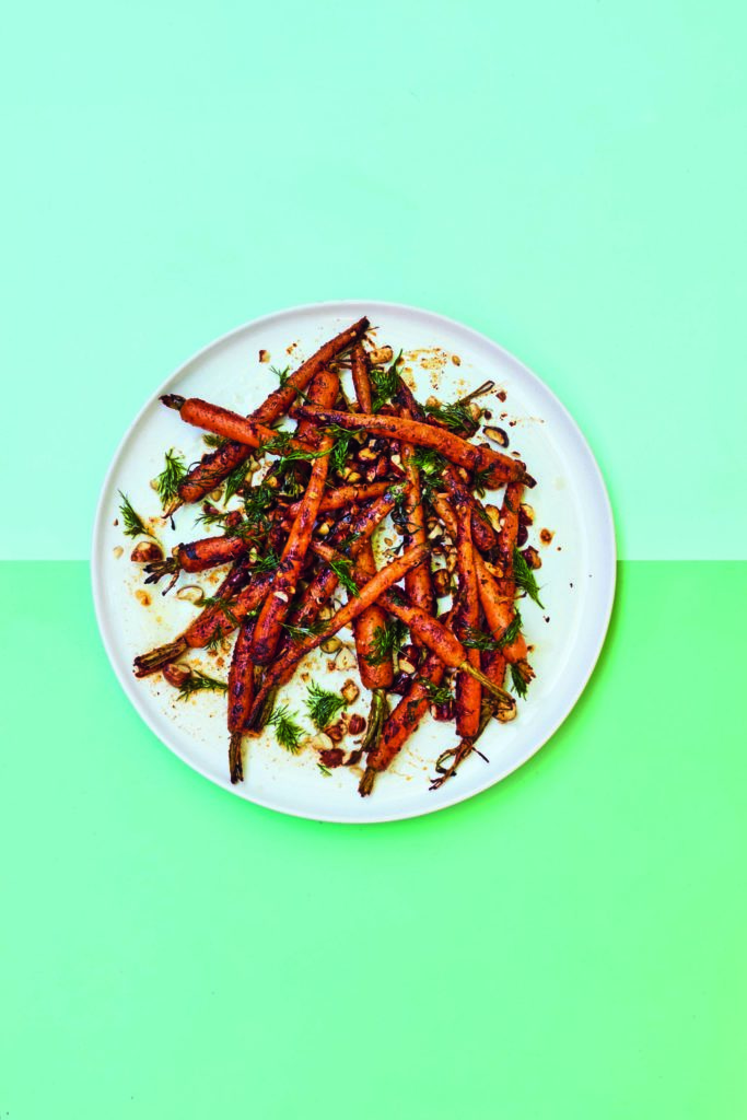 Spiced Charred Baby Carrots with Hazelnuts and Dill