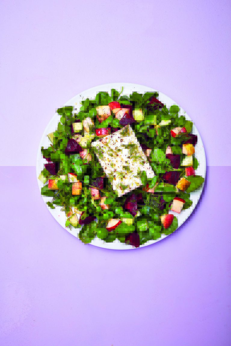Dill-Soused Feta With Beetroot, Cucumber, Apple and Watercress