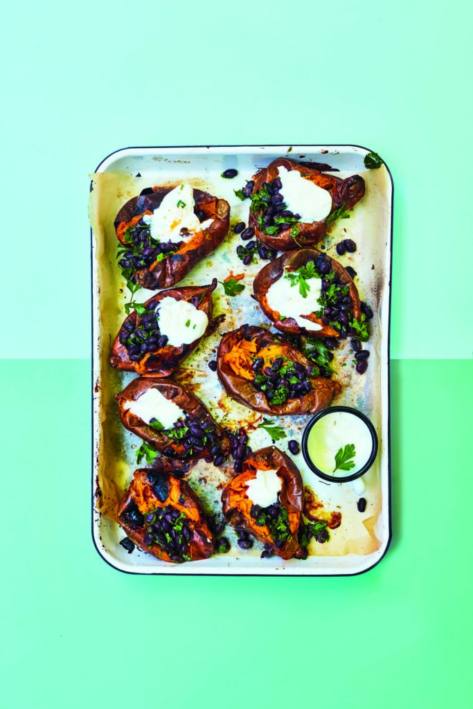 Sweet Potatoes with Rosemary, Lemon and Black Beans