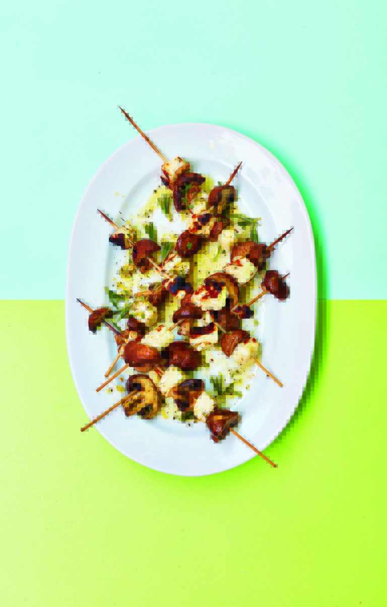 Rosemary Griddled Mushrooms with Crispy Halloumi and Lemon