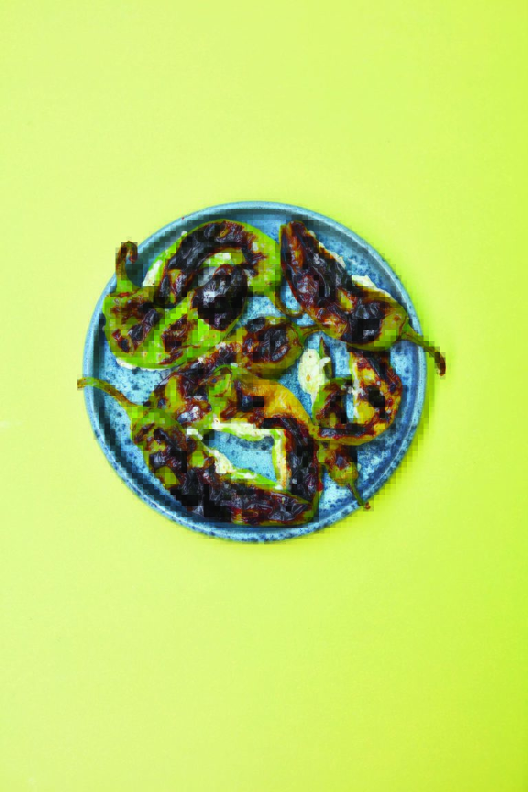 Feta and Almond Stuffed Padrón Peppers