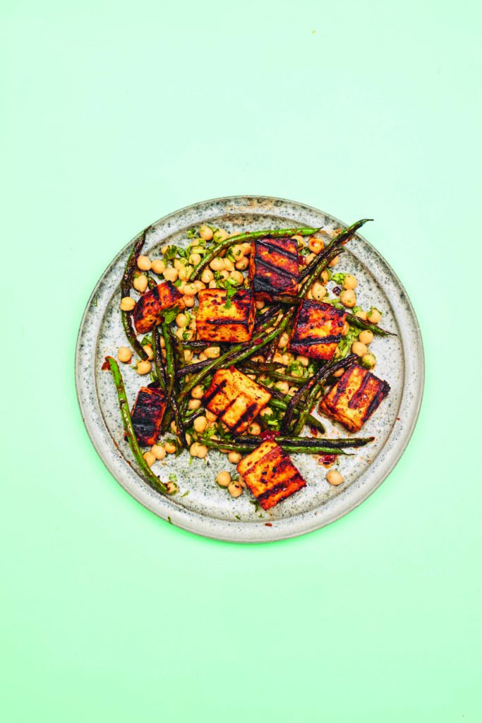 Paneer with Harissa, Green Beans, Chickpeas and Lime