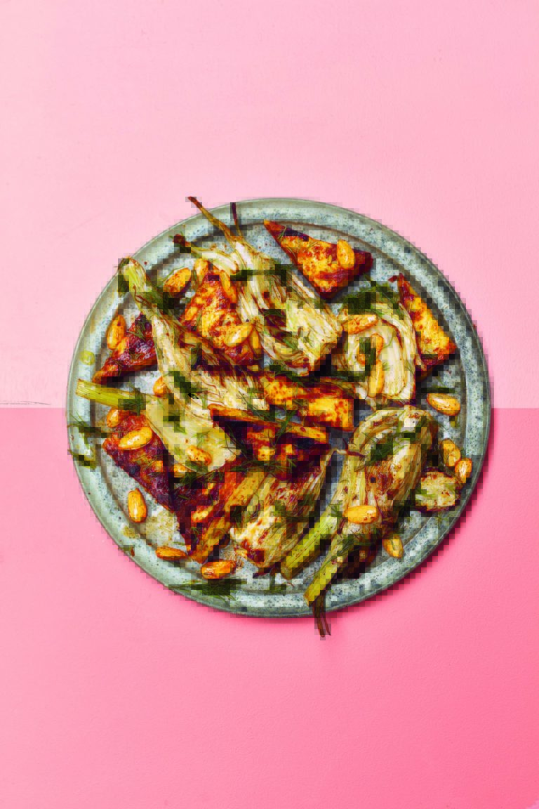 Charred Paneer and Fennel with Chilli Almonds, Lemon and Dill