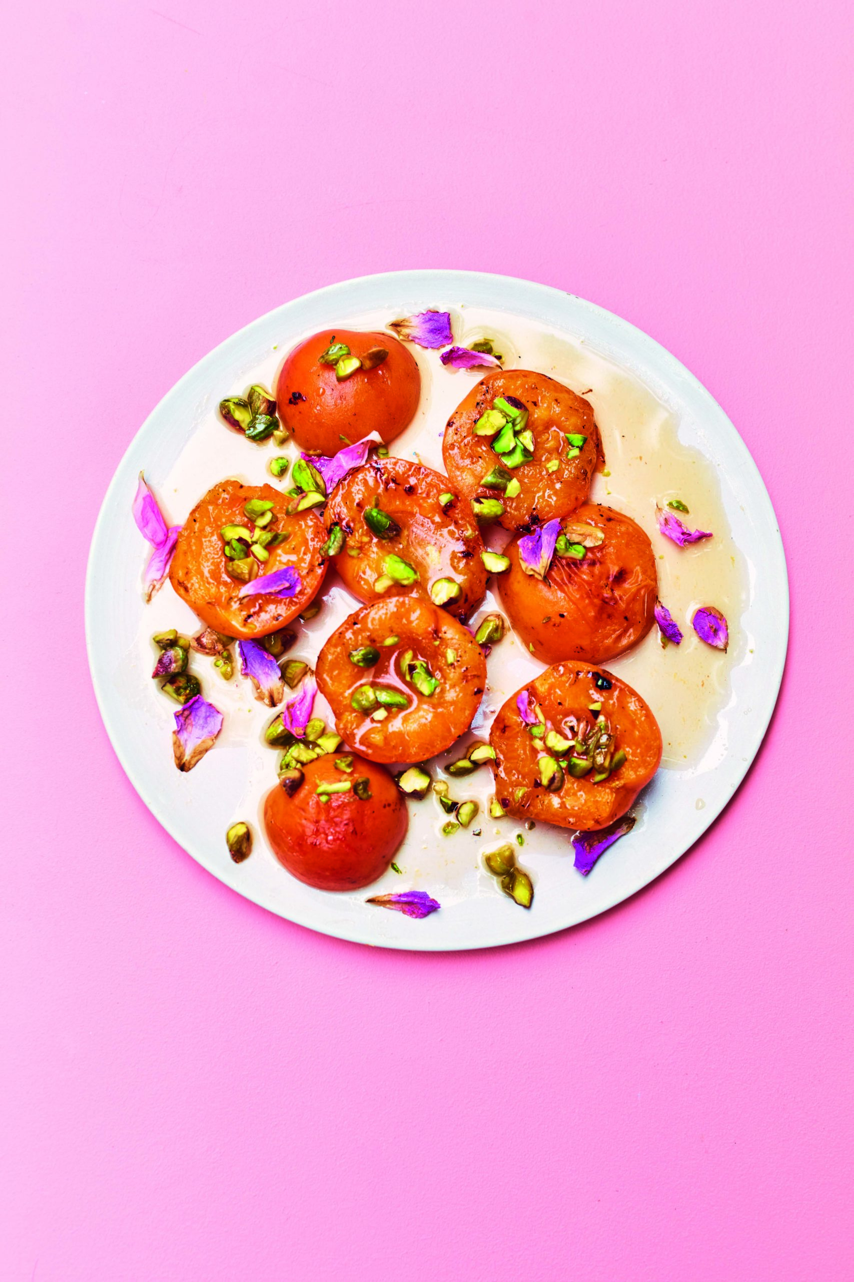 Simply Roasted Apricots with Rose and Pistachio
