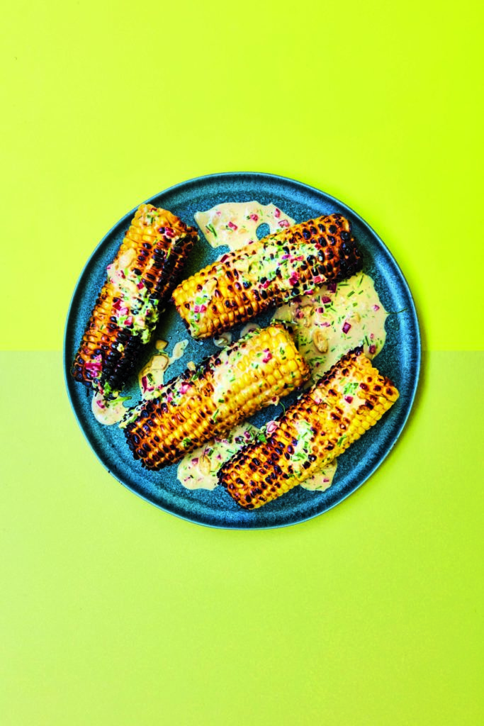 Rukmini Iyer’s Barbecued Corn With a Ginger, Peanut & Chilli Dressing