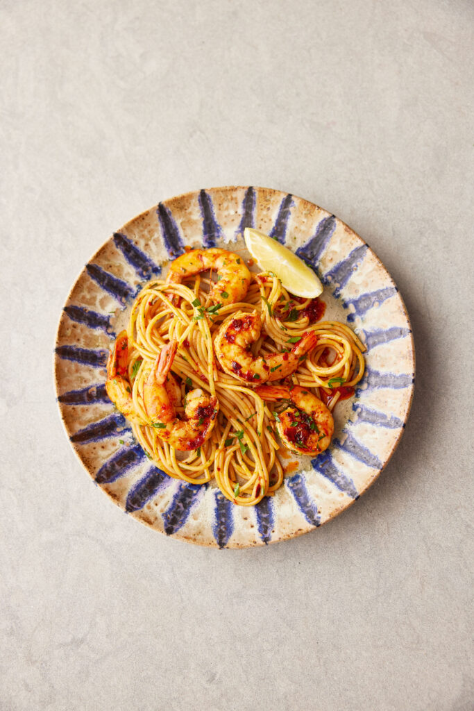 jamie oliver 5 ingredients Mediterranean prawn pasta