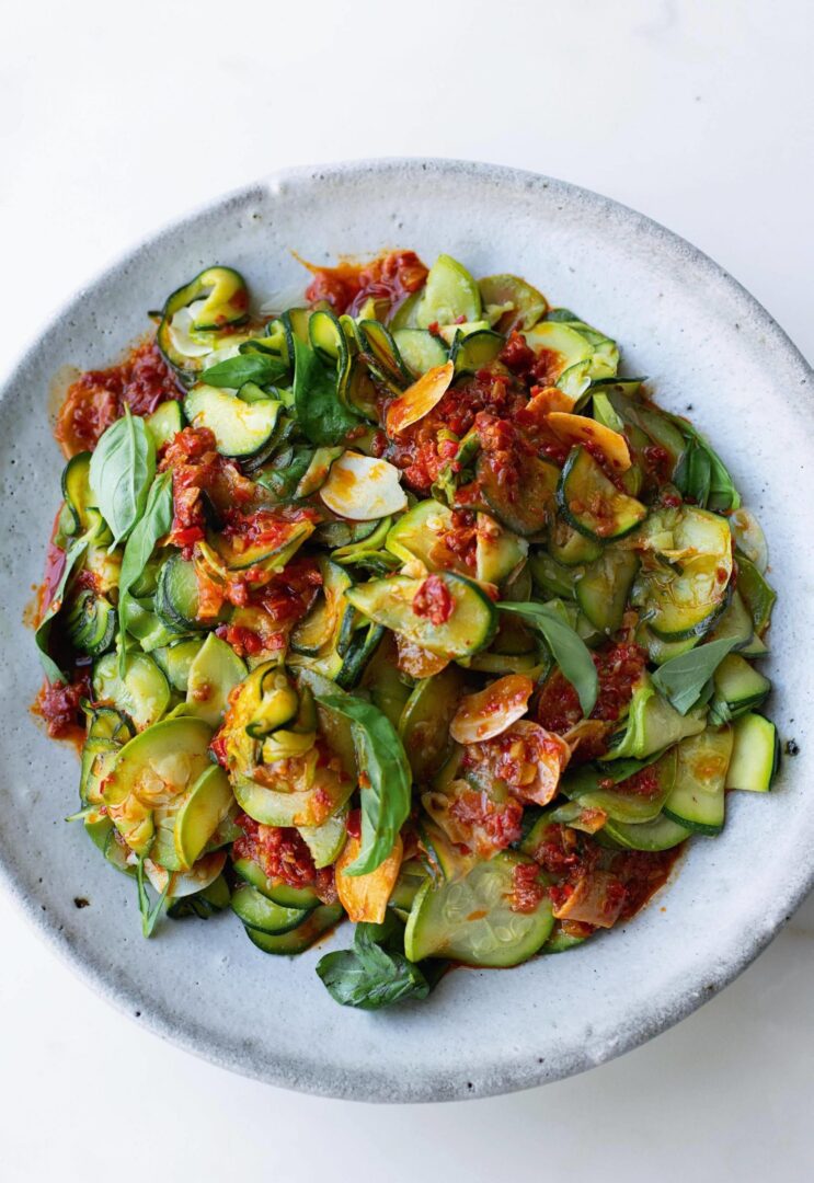 harissa and lemon courgette dish