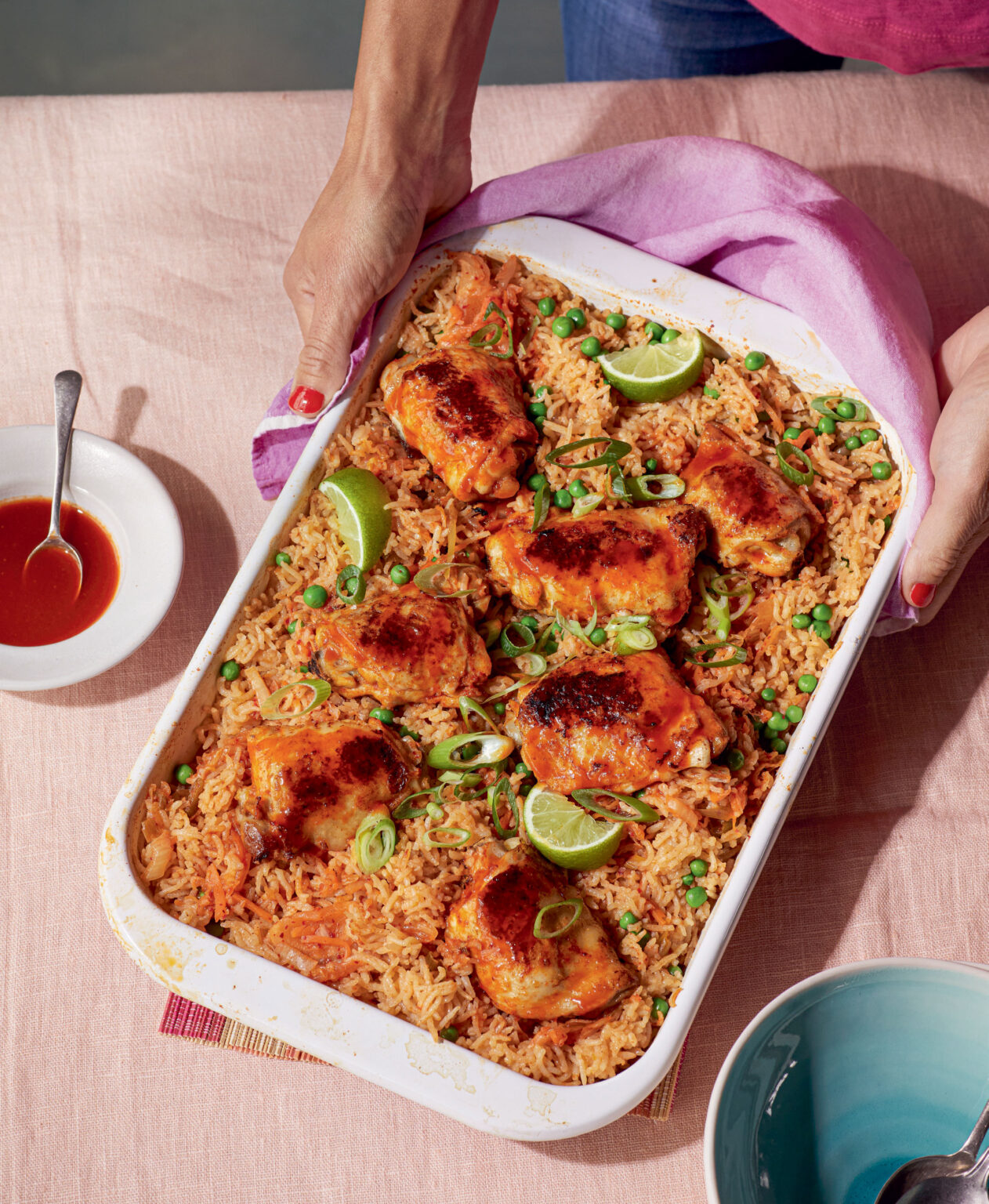 Korean-inspired Chicken & Rice Traybake Recipe | Dominique Woolf