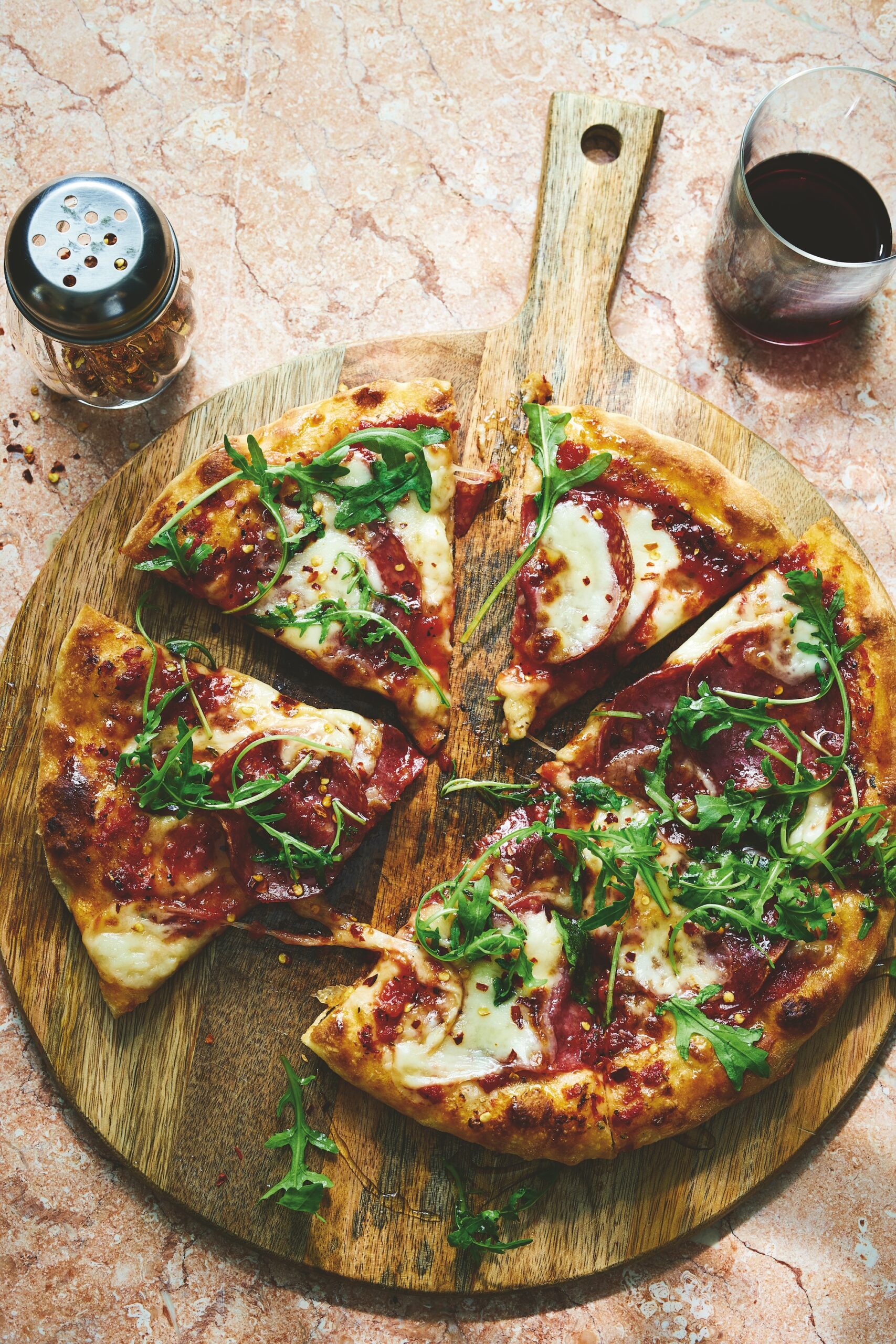 Salami and hot honey pizza