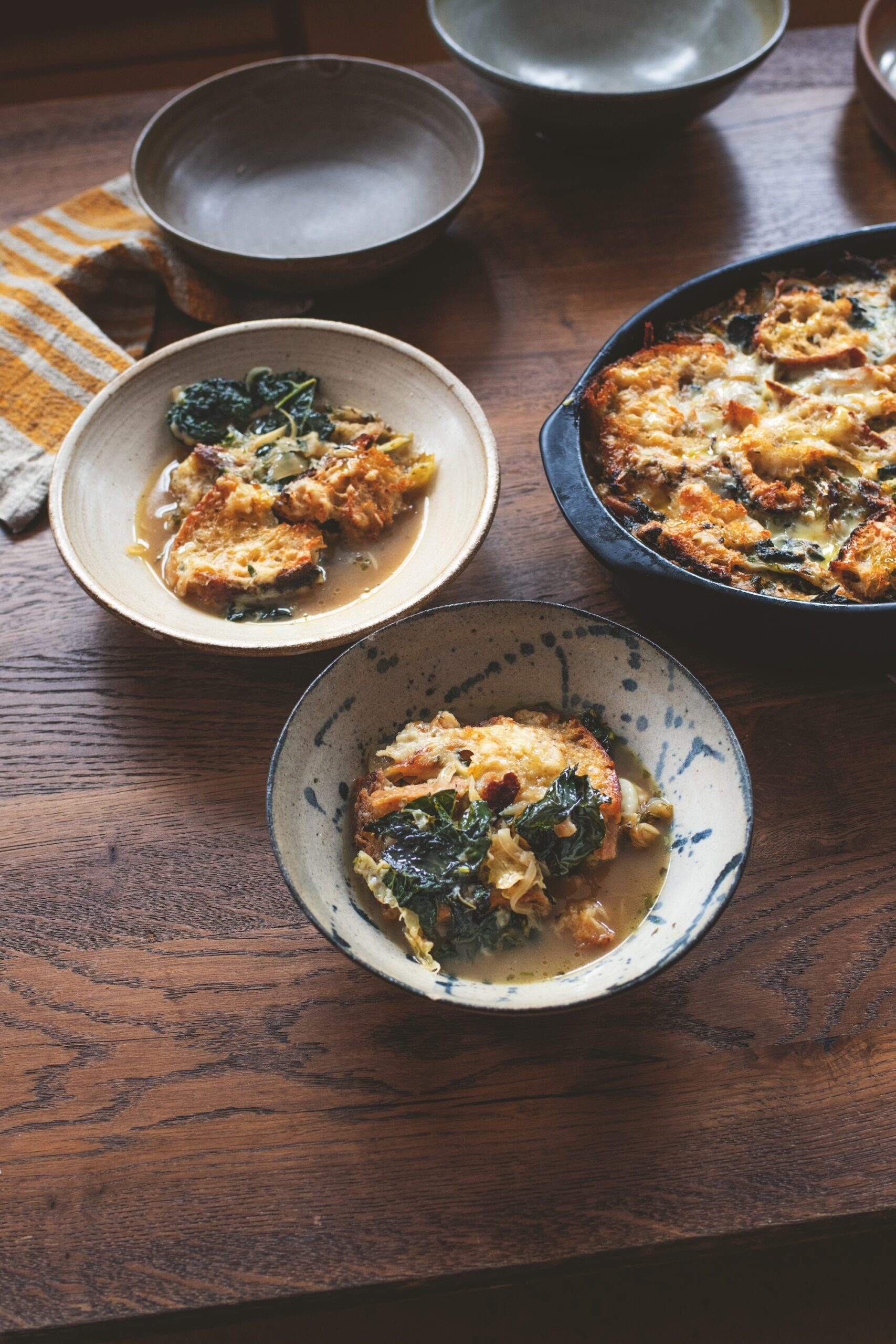 Cheesy savoy cabbage soup