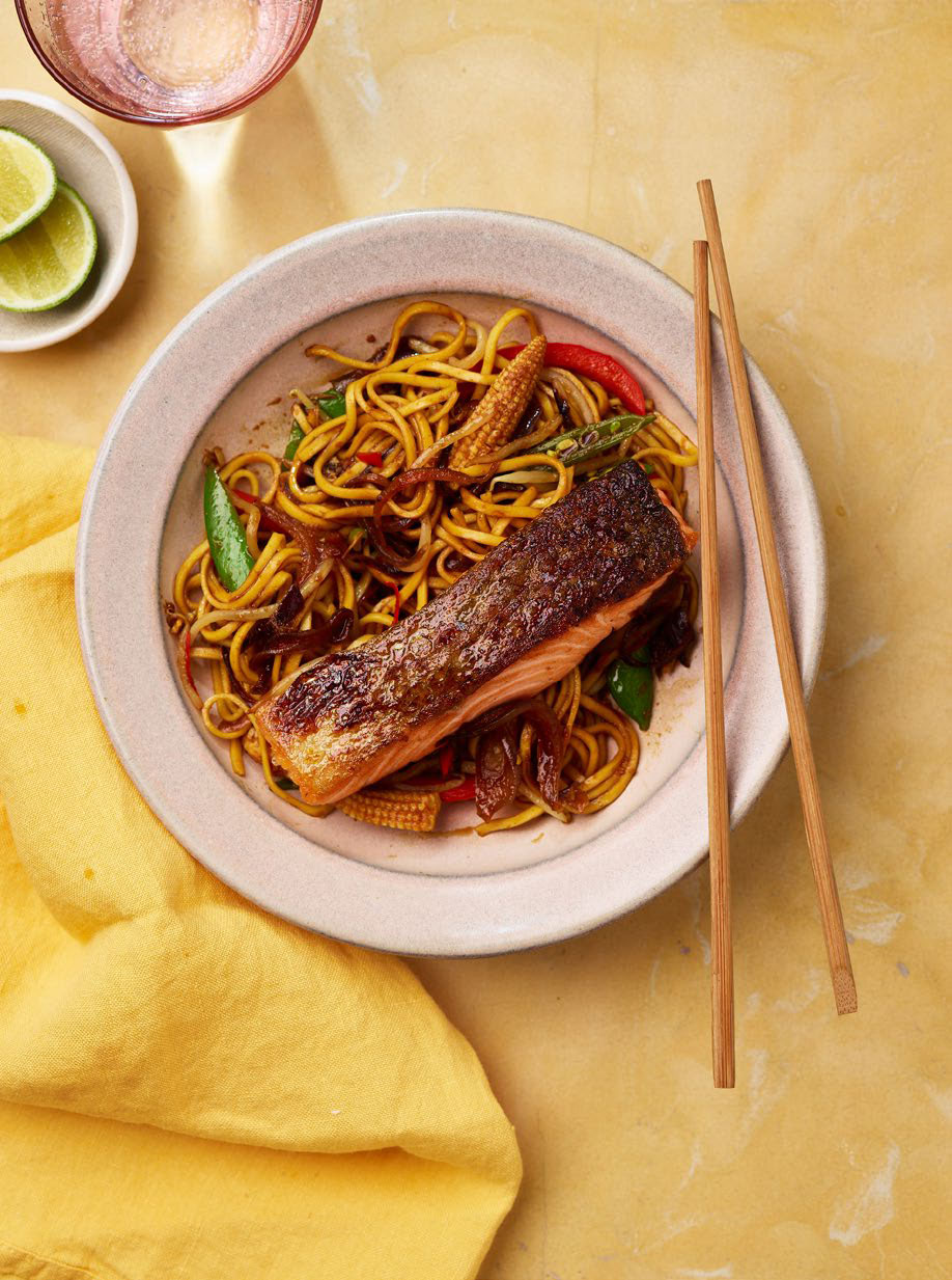 low-calorie salmon teriyaki noodle recipe