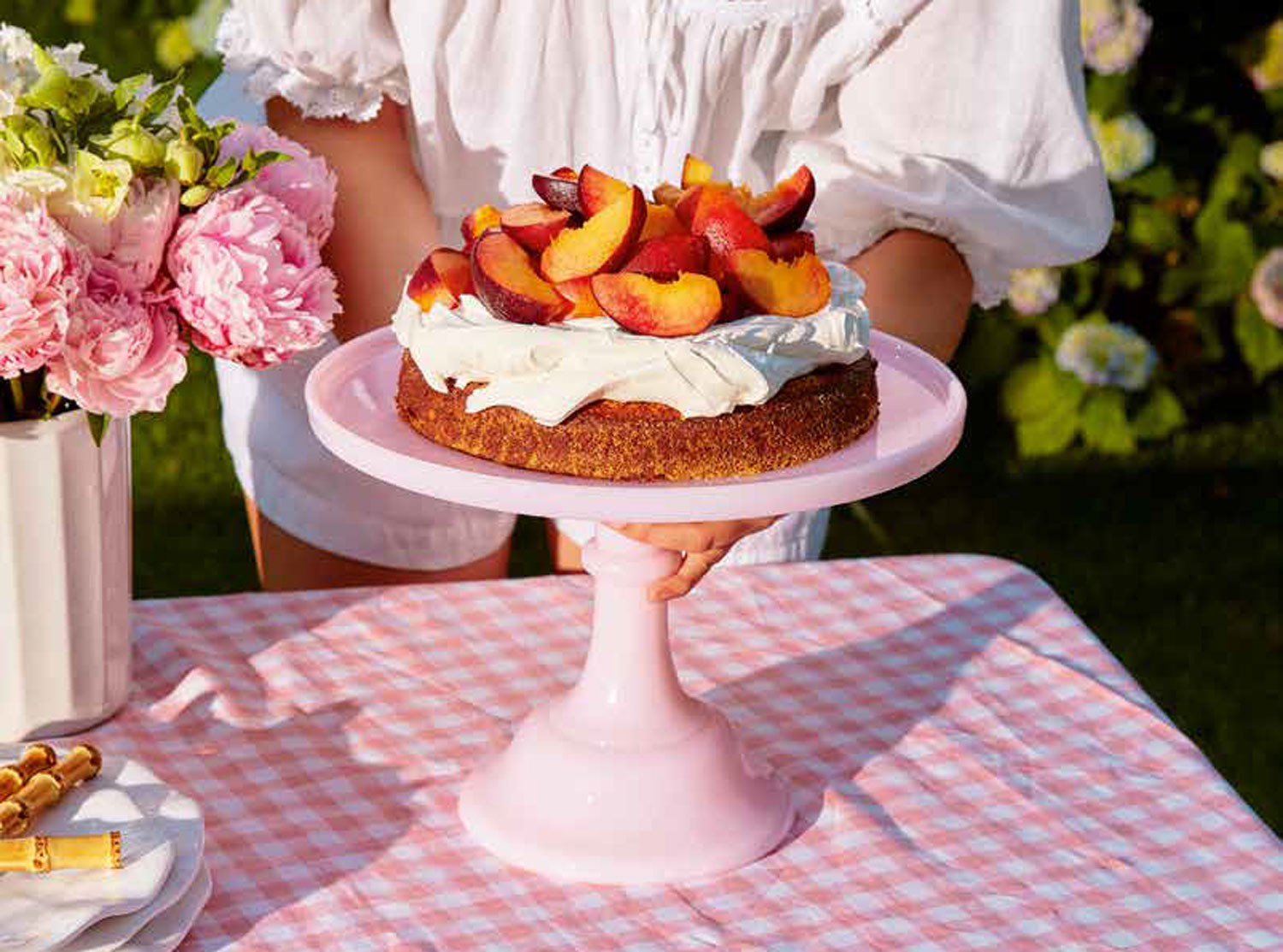 Meredith Hayden's Olive Oil Cake with Peaches and Cream Recipe | Wishbone Kitchen