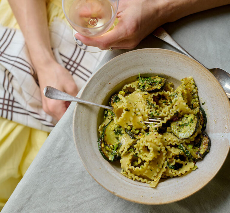 Natalia Rudin Basil, Courgette and Pistachio Pasta Recipe