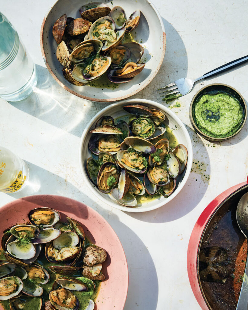 Alison Roman Clams with Green Garlic Butter and Leftover Wine