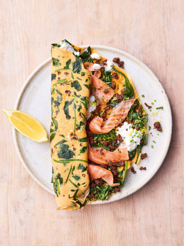 Jamie Oliver smoked salmon and rye omelette