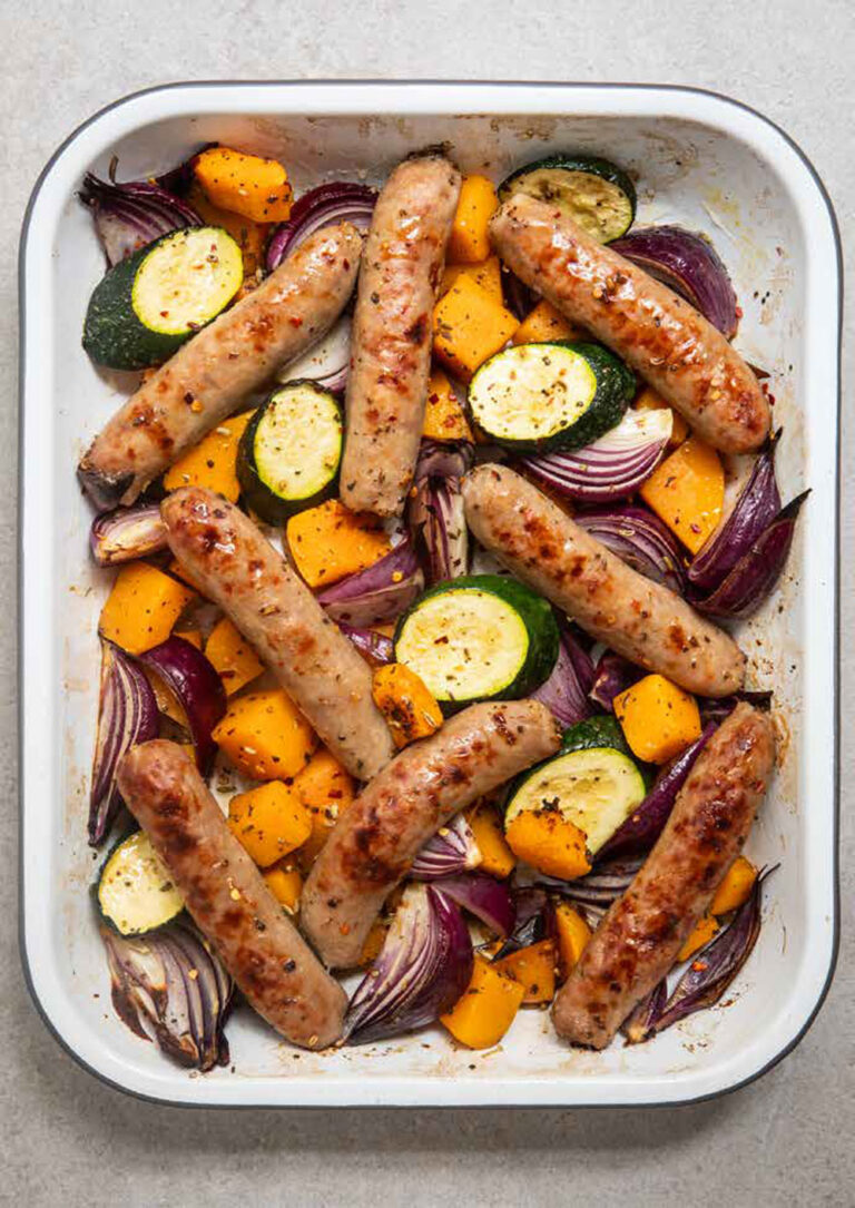 The Batch Lady Sausage, squash and sage traybake