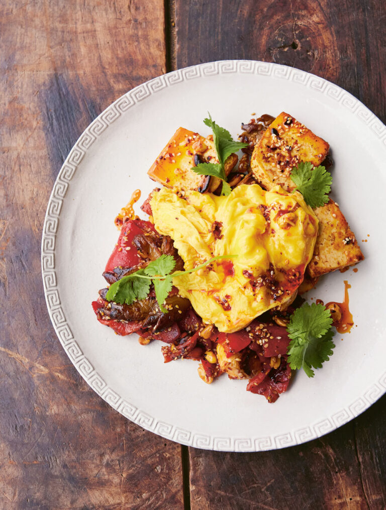 Jamie Oliver's spicy tofu and sweet pepper eggs