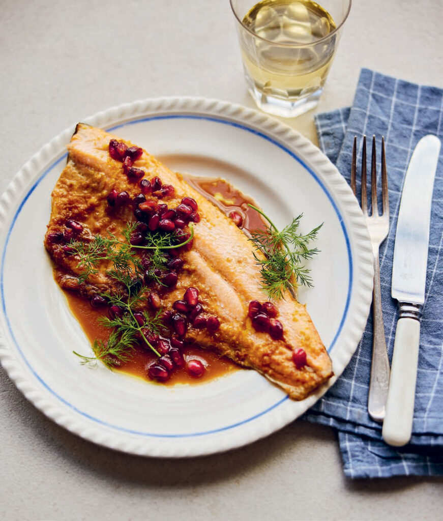 Emily Scott baked pomegranate trout