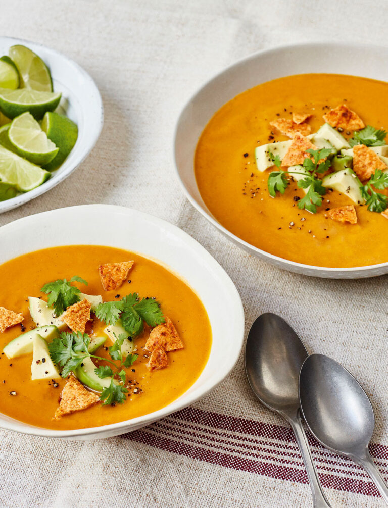 Sweet Potato Soup with Tortilla Croutons Recipe