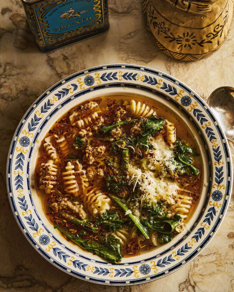 Alison Roman Spicy Pork Soup with pasta and parmesan