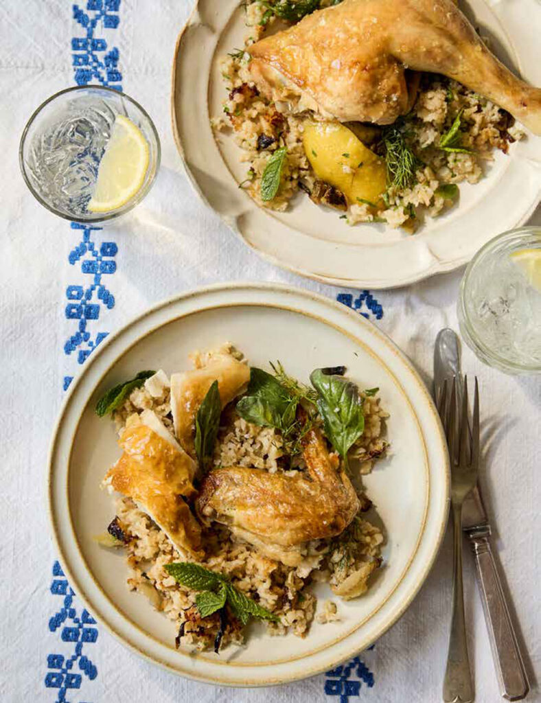 One-tray Spatchcock Chicken with Herby Rice Recipe by Alexandra Dudley