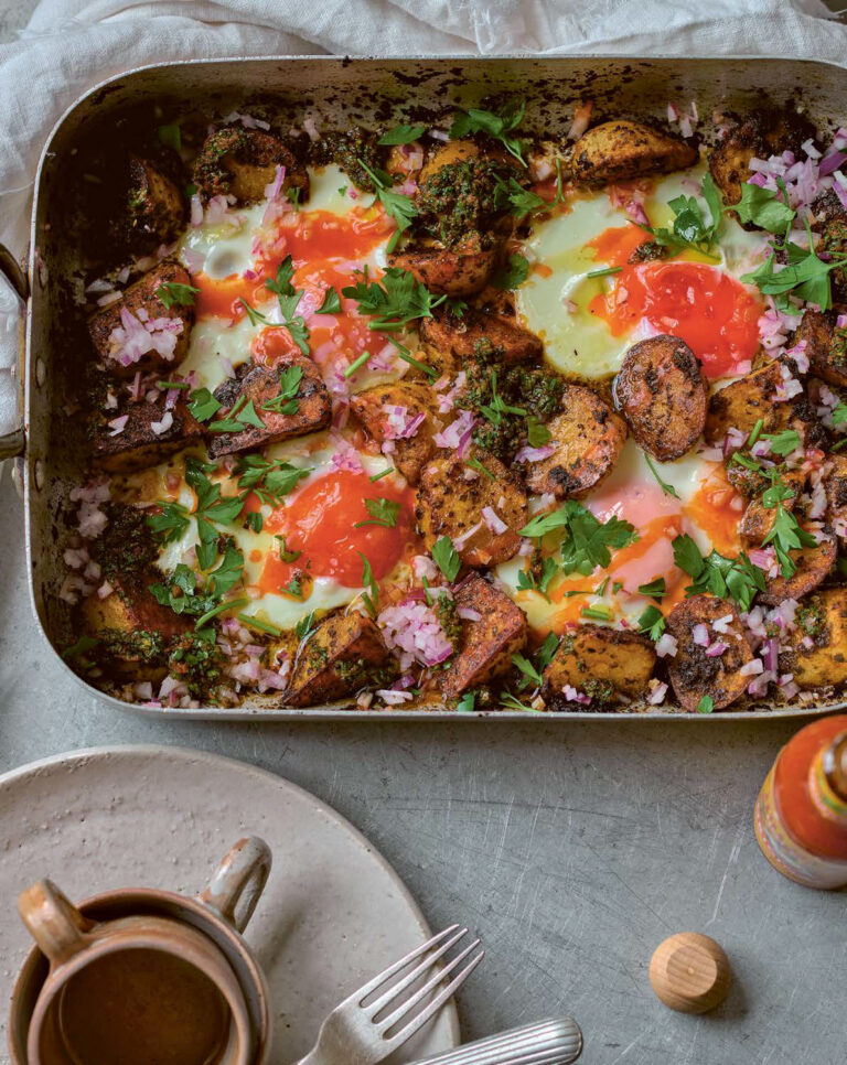 Baked Chermoula Potatoes with Eggs (Batata M’chermla)