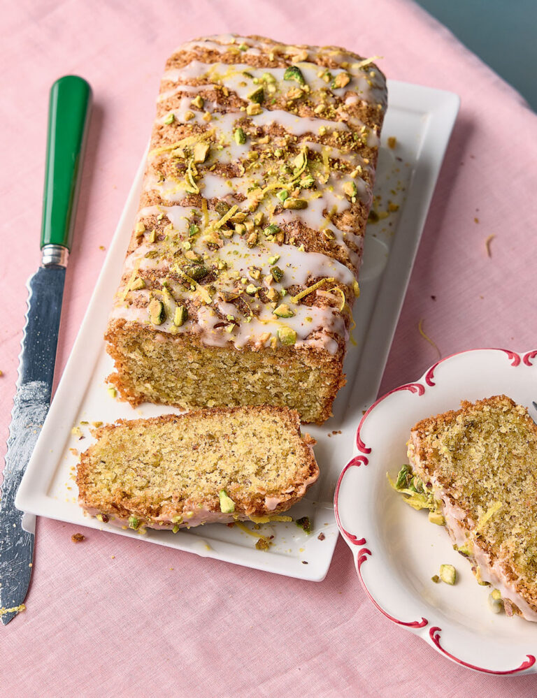 Gluten-free Pistachio and Lemon Loaf Cake by Becky Excell