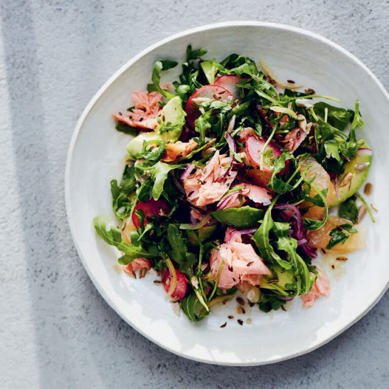 Hot Smoked Salmon, Avocado and Grapefruit Salad Recipe