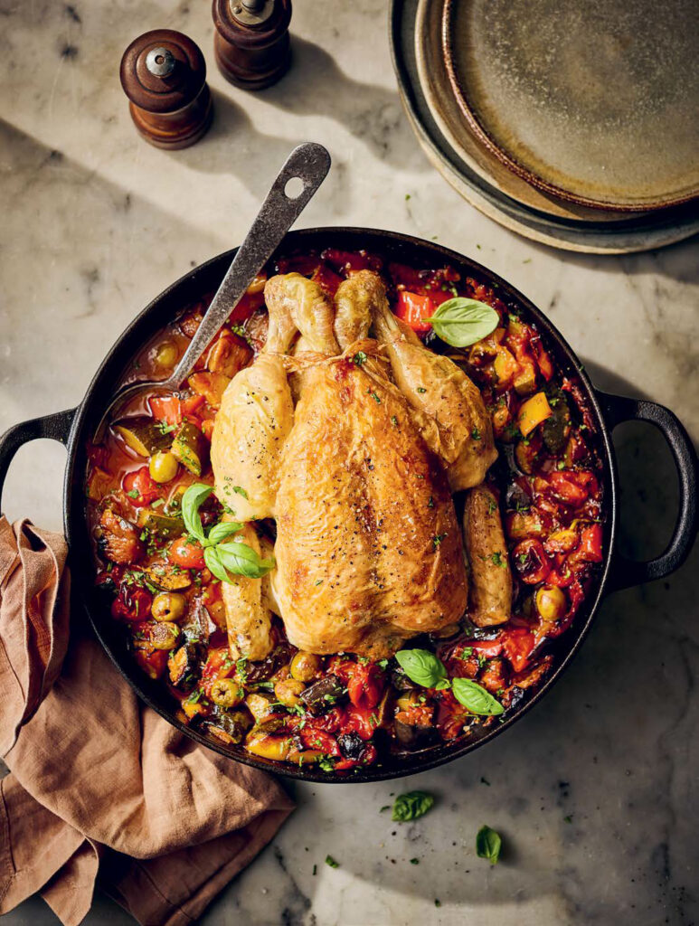 One-Pot Roast Chicken With Ratatouille and Green Olives