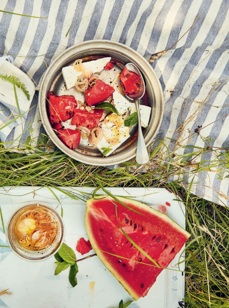 Watermelon and Feta Salad with Mint and Shallot Dressing